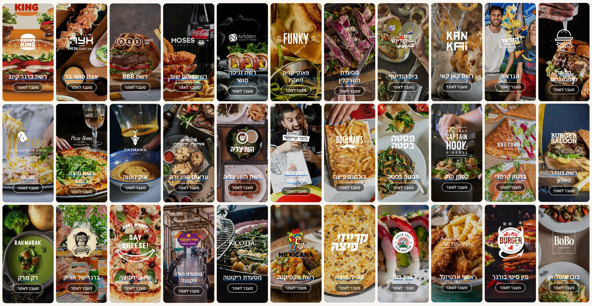 Collage of the restaurant websites designed at Mishloha Business